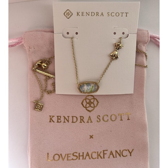 🩵Kendra Scott X Love Shack Fancy Elisa Blue Blooming Heirloom Necklace New 🎀 - Picture 10 of 11